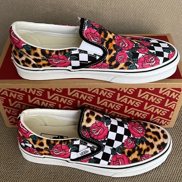 Vans Classic Slip-On Rose / Animal Check True White Multi Men’s