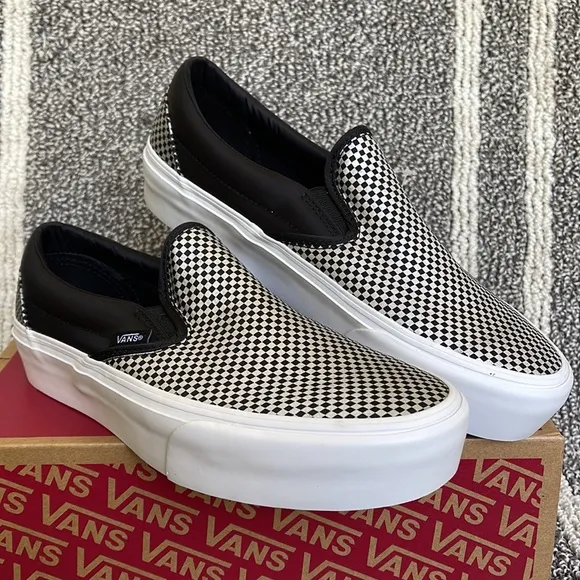 Vans Classic Slip-On Sparkle Check Black/True White WMNS sneakers-platforms