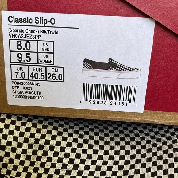 Vans Classic Slip-On Sparkle Check Black/True White WMNS sneakers-platforms