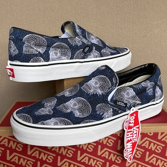 Vans Classic Slip-On Wireframe Skulls Black / True White WMNS