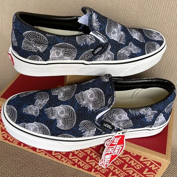 Vans Classic Slip-On Wireframe Skulls Black / True White WMNS