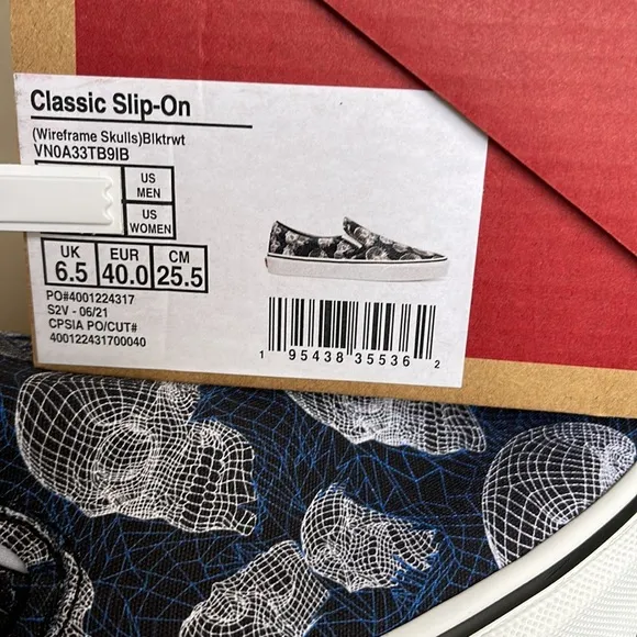 Vans Classic Slip-On Wireframe Skulls Black / True White WMNS