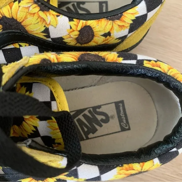 Vans customs sunflower suede leather platform tennis shoes