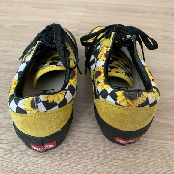 Vans customs sunflower suede leather platform tennis shoes