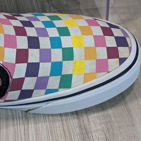 VANS GIRLS Asher RAINBOW Checks Slip-On Sneakers SIZE Missy 5