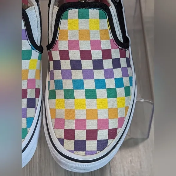 VANS GIRLS Asher RAINBOW Checks Slip-On Sneakers SIZE Missy 5