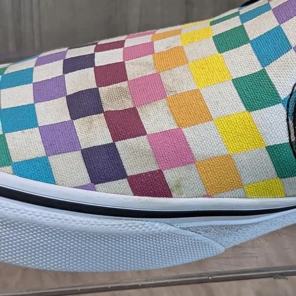 VANS GIRLS Asher RAINBOW Checks Slip-On Sneakers SIZE Missy 5
