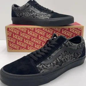 Vans Men’s Black and Gray Patterned Sneakers Old SkoolSkull Tapestry Raven/Blac