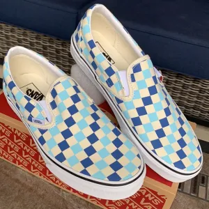 VANS Men’s CLASSIC SLIP ON CHECKERBOARD BLUE TOPAZ Sneakers