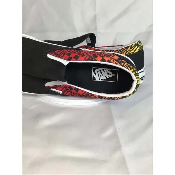 Vans Men's Classic Slip On Sneakers Sz. 12 Black NWOT Logo Flame Sneakers
