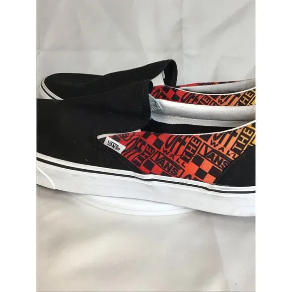 Vans Men's Classic Slip On Sneakers Sz. 12 Black NWOT Logo Flame Sneakers