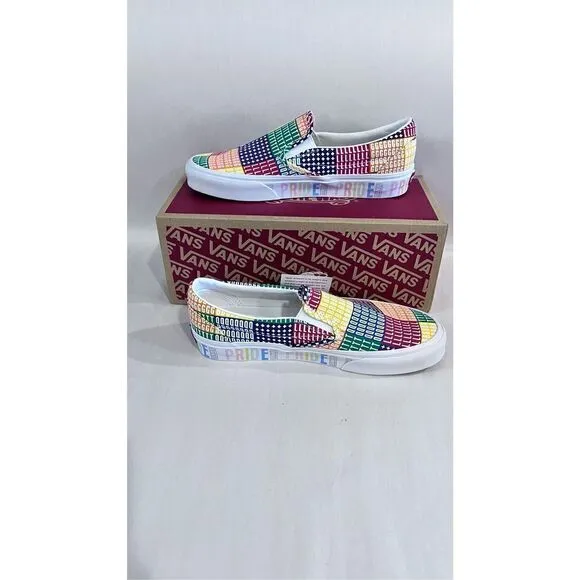 VANS PRIDE CLASSIC SLIP ON MULTI/TRUE WHITE UNISEX SLIP ON SNEAKERS MENS 6.4 W 8