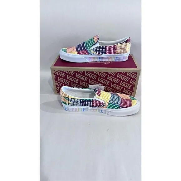 VANS PRIDE CLASSIC SLIP ON MULTI/TRUE WHITE UNISEX SLIP ON SNEAKERS MENS 6.4 W 8