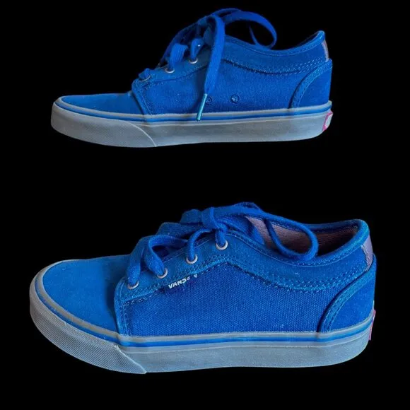 Vans Pro Blue Skateboard Shoes Canvas and Suede w Gum Sole Youth Size 3.5