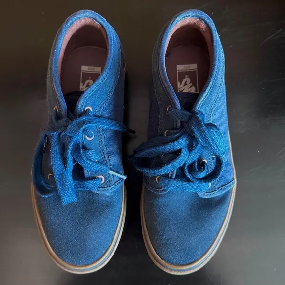 Vans Pro Blue Skateboard Shoes Canvas and Suede w Gum Sole Youth Size 3.5