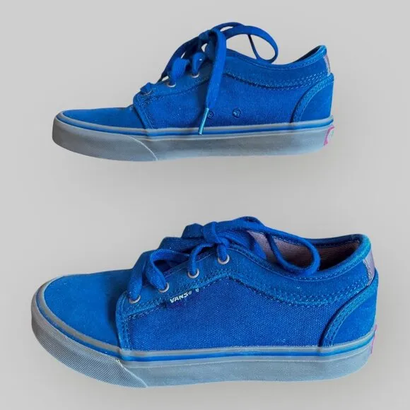Vans Pro Blue Skateboard Shoes Canvas and Suede w Gum Sole Youth Size 3.5