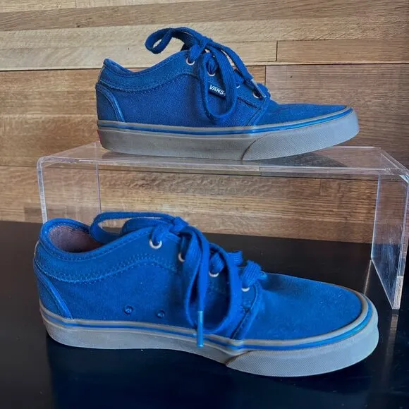 Vans Pro Blue Skateboard Shoes Canvas and Suede w Gum Sole Youth Size 3.5