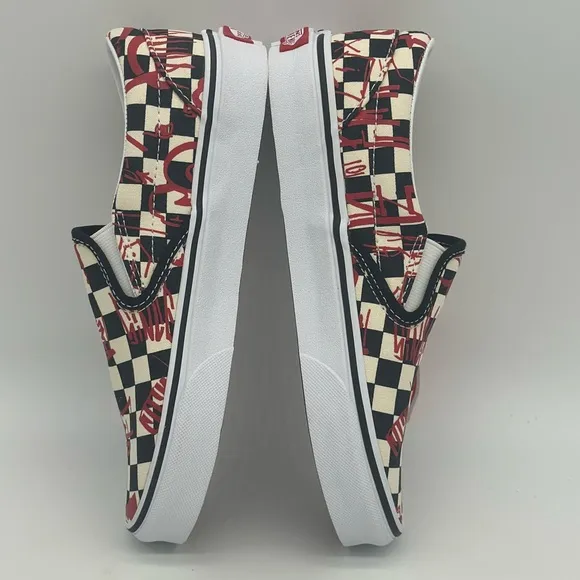 Vans Red and Black Checkered Slip-On Sneakers