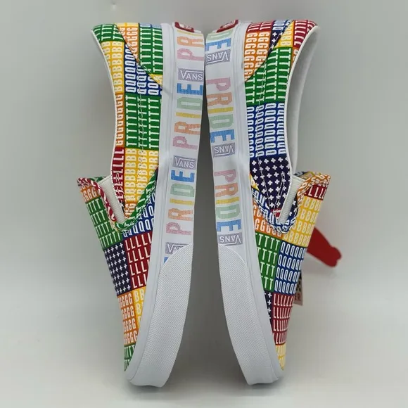Vans Red and Yellow Slip-On Sneakers Vibrant Patchwork Design
