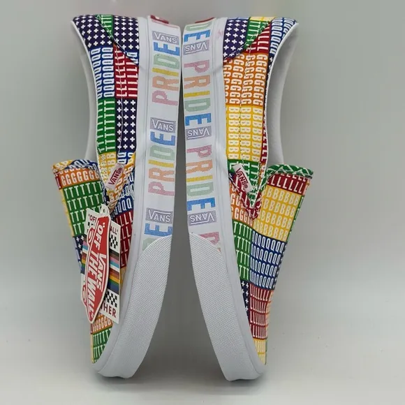 Vans Red and Yellow Slip-On Sneakers Vibrant Patchwork Design