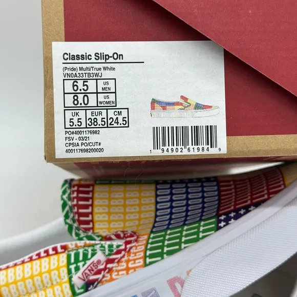 Vans Red and Yellow Slip-On Sneakers Vibrant Patchwork Design