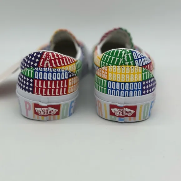 Vans Red and Yellow Slip-On Sneakers Vibrant Patchwork Design