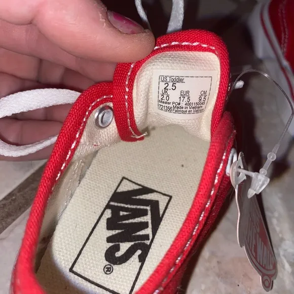 Vans Red Kids Sneakers size 2.5 &amp; brown slip on for Infants