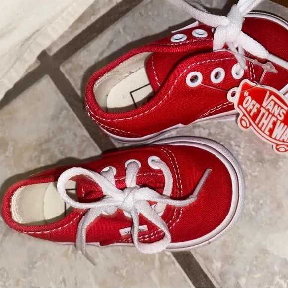 Vans Red Kids Sneakers size 2.5 &amp; brown slip on for Infants