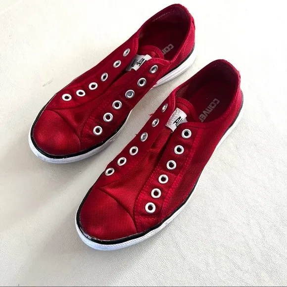 Vans Red Mesh Slip-On Sneakers