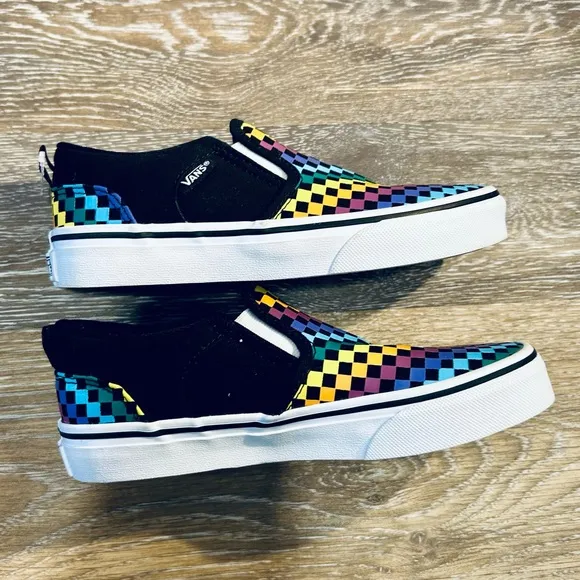 Vans size 2 multicolor slip on sneakers