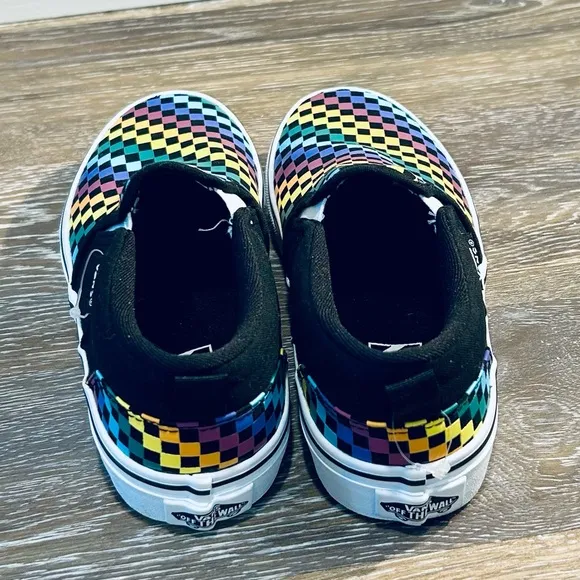 Vans size 2 multicolor slip on sneakers