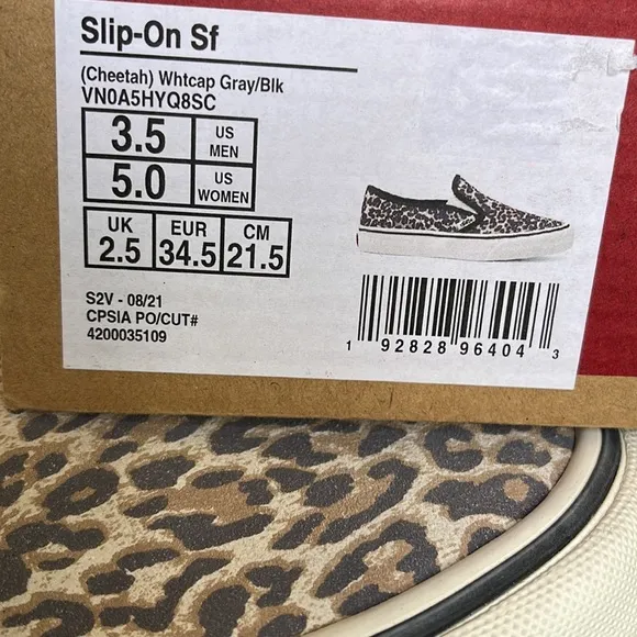 Vans Slip On Sf Cheetah White Cap Gray/Black Surf WMNS sneakers