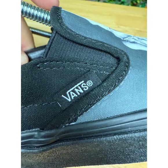 Vans Slip On Skeleton‎ Sneakers Shoes Custom Black White Mens 6 Womens 7.5 EUC