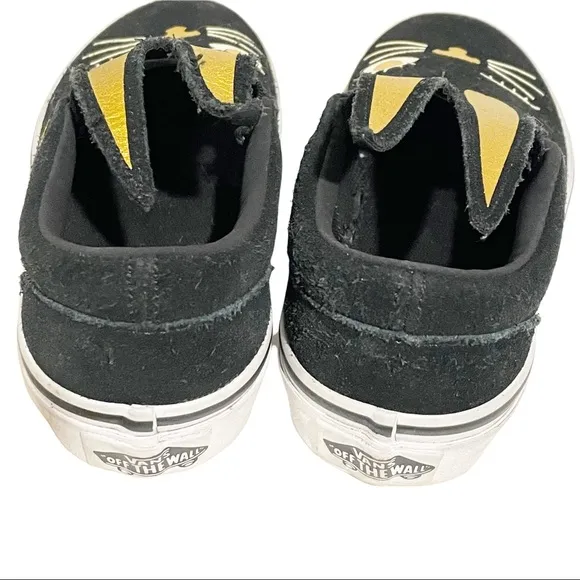 Vans Toddler Size 10.5 Slip on V Bunny Black Gold Low Top Sneakers