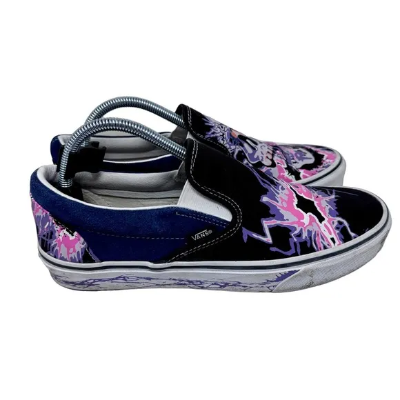 VANS Unisex Sneakers Slip On Zap Glow In Dark Skateboarding Skull‎ Black Size 9