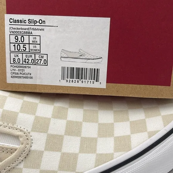 Vans WMNS Checkerboard Sneakers Classic Slip-On(Checkerboard)Trtldvtrwht