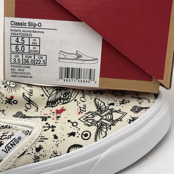 Vans WMNS Classic Slip-On Butterfly Journal Marshmallow VN0A7Q5DKIG Sneakers