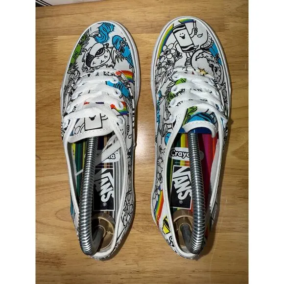 Vans X Crayola Authentic Low Top Sneakers Shoes Skateboarding Mens 6 Womens 7.5