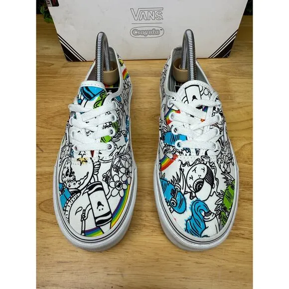 Vans X Crayola Authentic Low Top Sneakers Shoes Skateboarding Mens 6 Womens 7.5