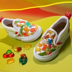 VANS x Haribo Kids Unisex Slip-On Gummy Bear Checker Print Sneaker Size 11.5 NEW