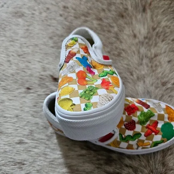 VANS x Haribo Kids Unisex Slip-On Gummy Bear Checker Print Sneaker Size 11.5 NEW