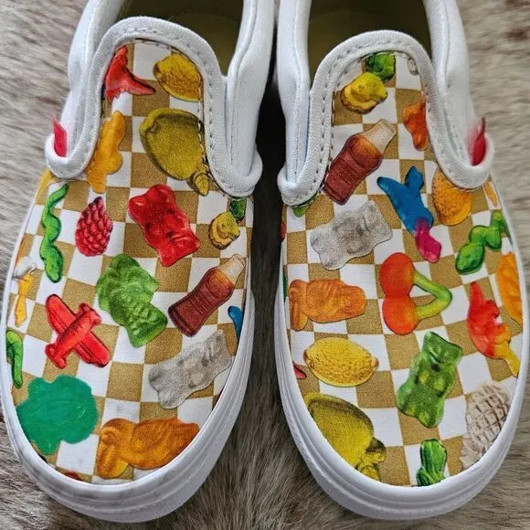 VANS x Haribo Kids Unisex Slip-On Gummy Bear Checker Print Sneaker Size 11.5 NEW