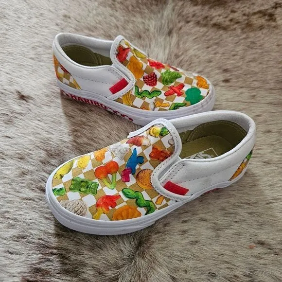 VANS x Haribo Kids Unisex Slip-On Gummy Bear Checker Print Sneaker Size 11.5 NEW
