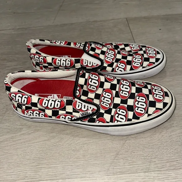 Vans X Supreme Slip-On Sneakers with 666 Design
