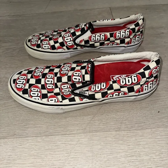 Vans X Supreme Slip-On Sneakers with 666 Design