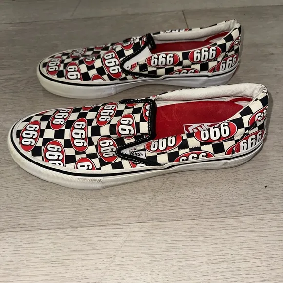 Vans X Supreme Slip-On Sneakers with 666 Design
