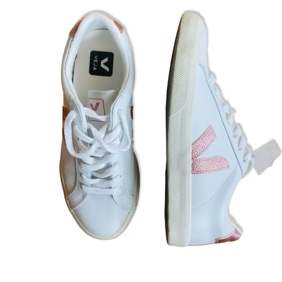 Veja Esplar Sneakers Extra White Babe pink metallic shoes trainers Revolve 37 6