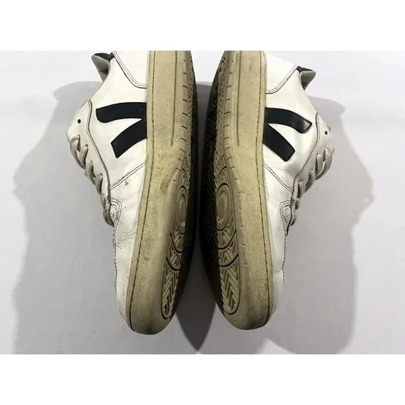 Veja V-10 Extra White Black Men's Sz 9 Leather Lace Up Shoes Sneakers Casual