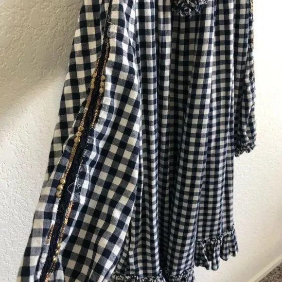 Velveteen Frankie Gingham Boho Beaded Ruffle Dress