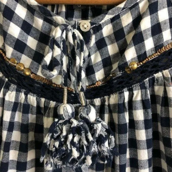 Velveteen Frankie Gingham Boho Beaded Ruffle Dress